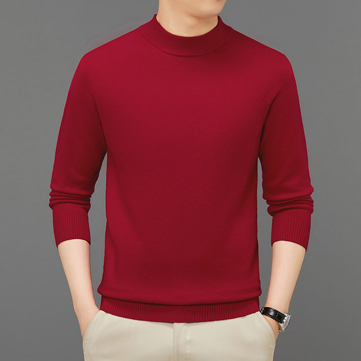 Men's knitted pullover, stand-up collar, breathable