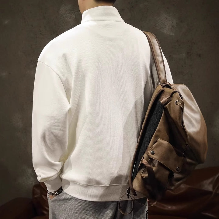 Men's sweatshirt with half zipper and stand-up collar