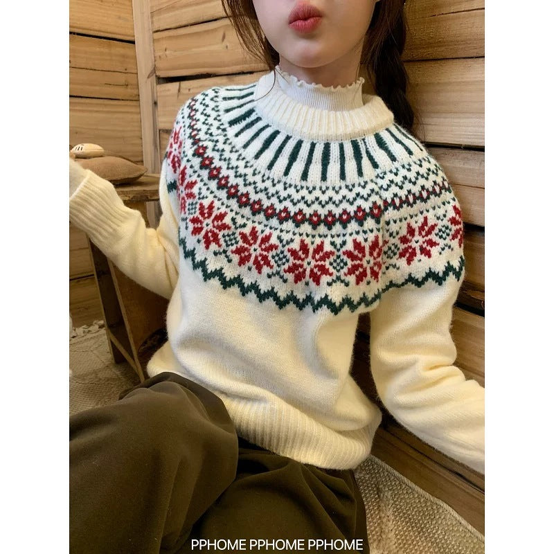 Padded knitted sweater in Christmas red