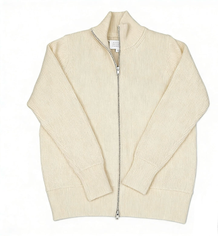 Men's cardigan with stand-up collar and double zipper