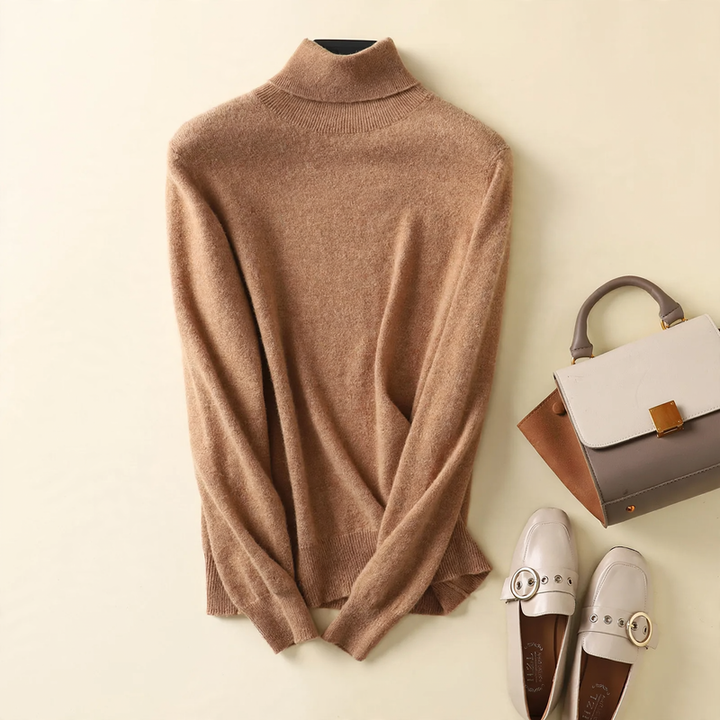 Ladies' turtleneck sweater made of pure wool