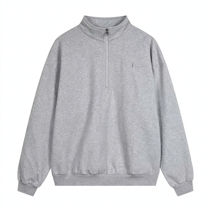 Unisex pullover with zipper and letter print