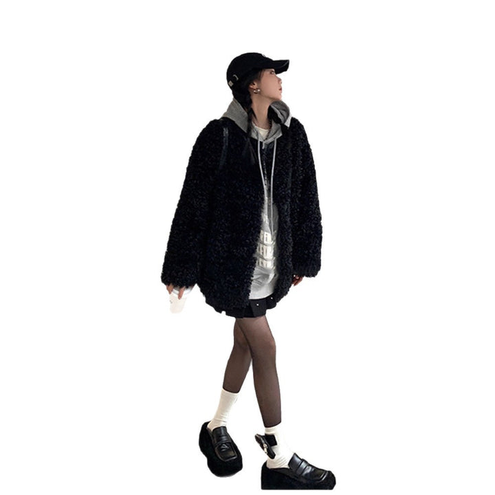 Women's Teddy Coat, short, Winter, Black