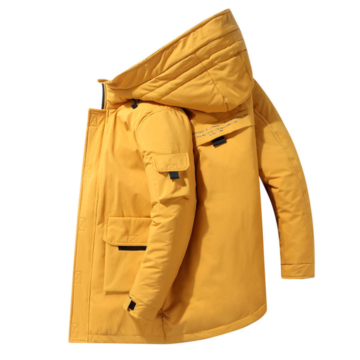 Padded men's down parka-style jacket