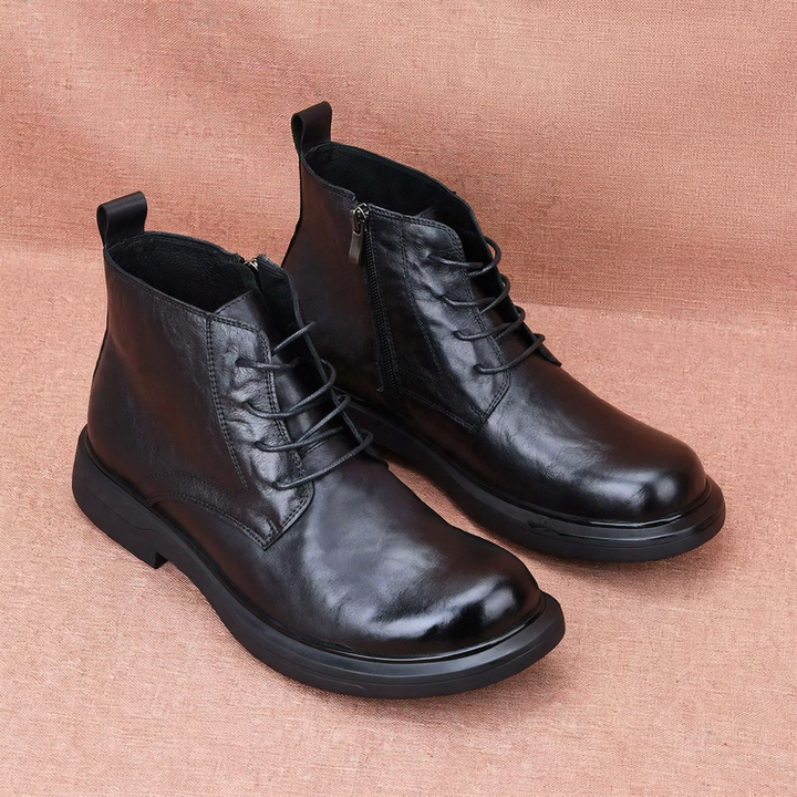 Men's leather boots, insulated, slip-resistant