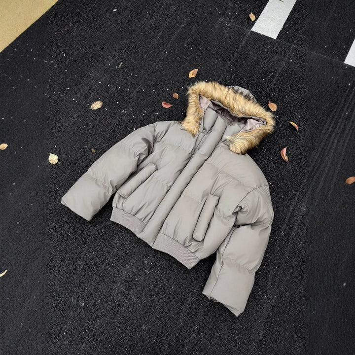 Padded men's jacket made of PU leather