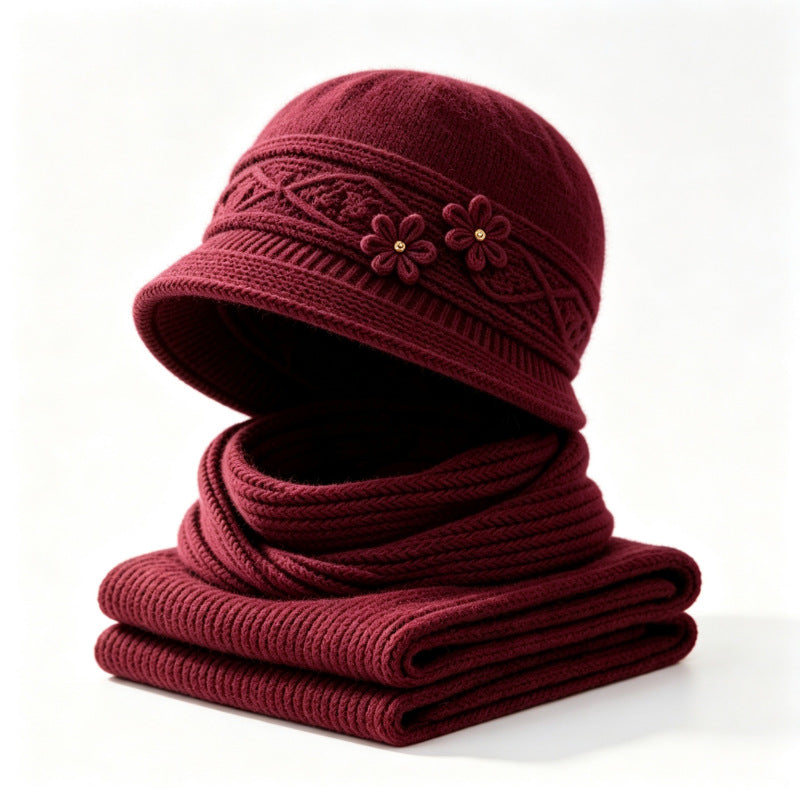 Knit Beanie and Scarf Set for Women