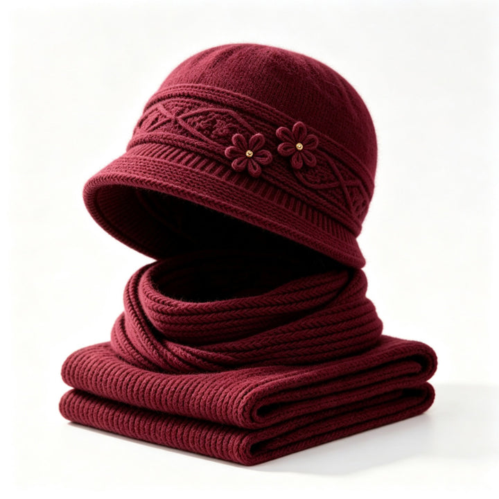 Knit Beanie and Scarf Set for Women