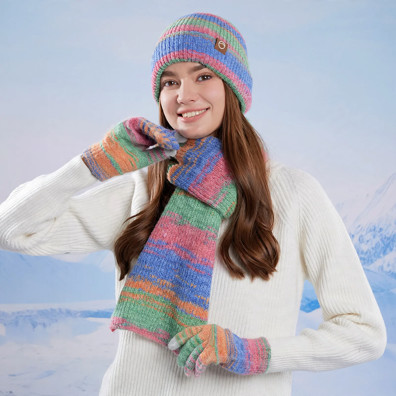3-piece winter set: beanie, scarf, and touchscreen gloves