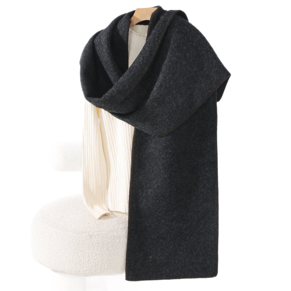 Thicker, solid color alpaca wool scarf, dark gray