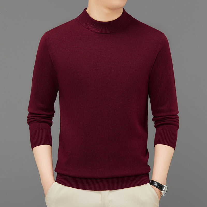 Men's knitted pullover, stand-up collar, breathable