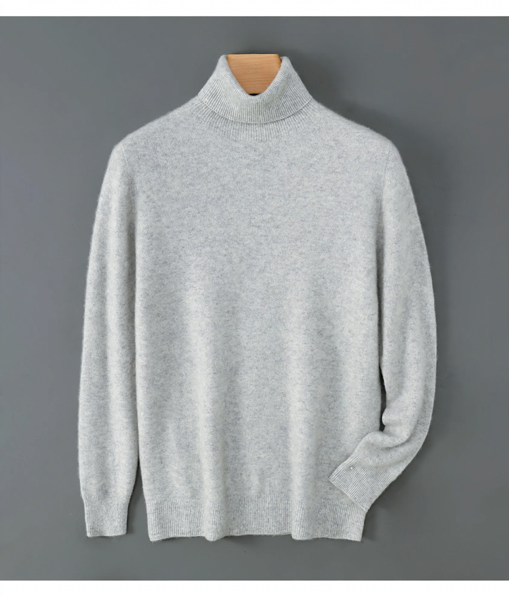 Men's wool sweater, roll neck, loose fit