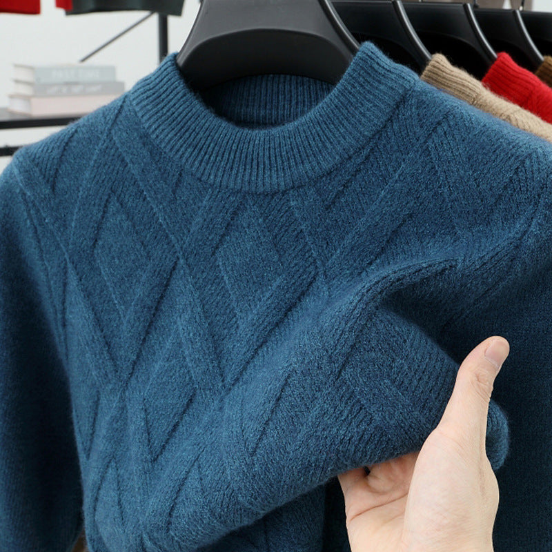 Men's wool sweater, stand-up collar, warm, plus sizes