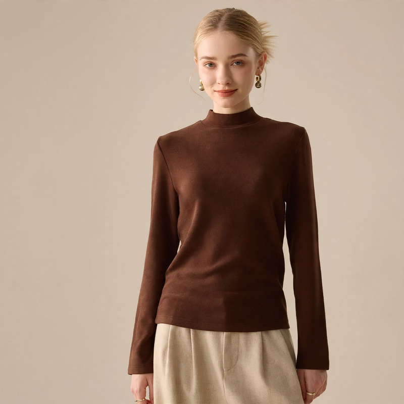 Women’s Long Sleeve Undershirt, Lined, Round Neck