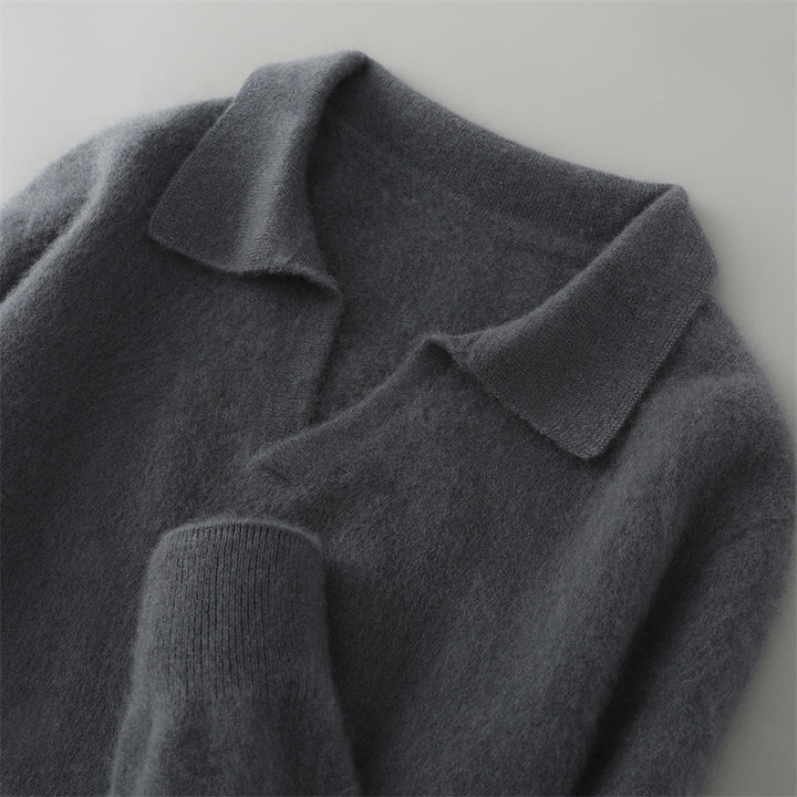 Men's wool sweater with collar, business casual