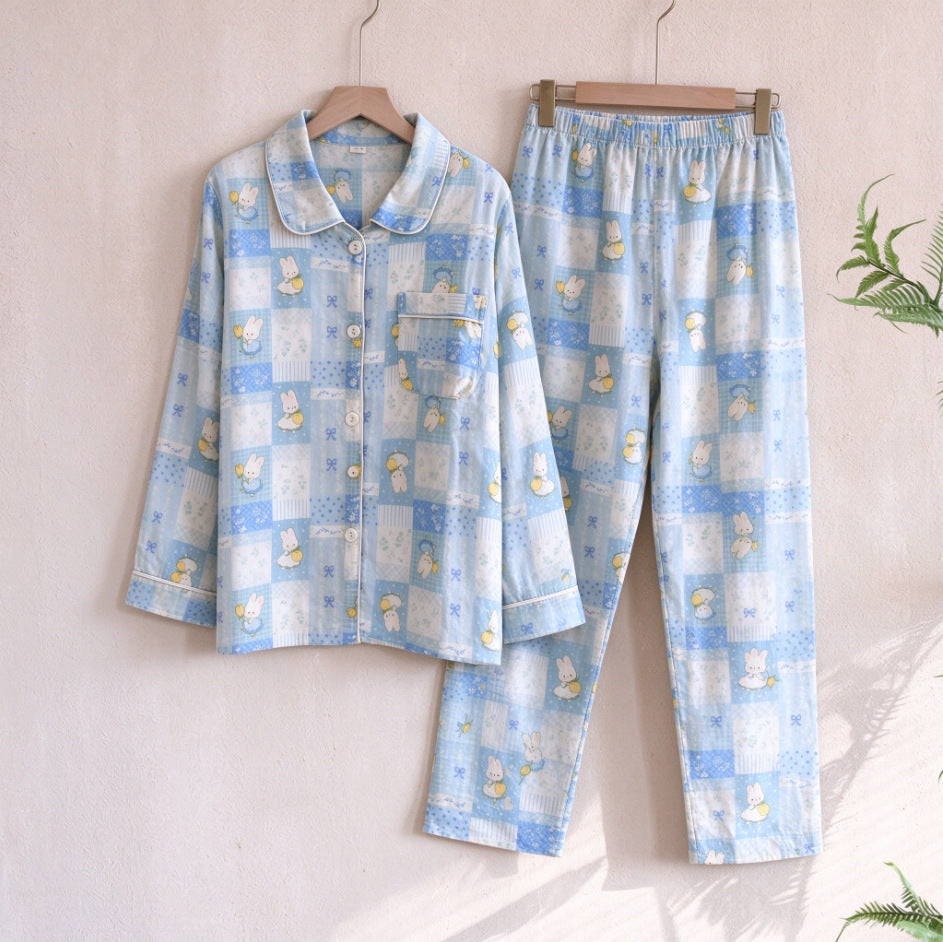 Cotton pajamas for women, long-sleeved, with cartoon motif