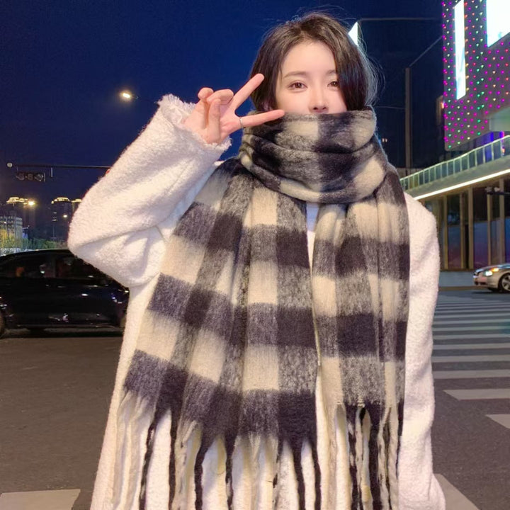 Checked scarf, 200 cm, soft and warm