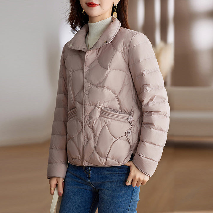 Short women's down jacket, lightweight, stylish