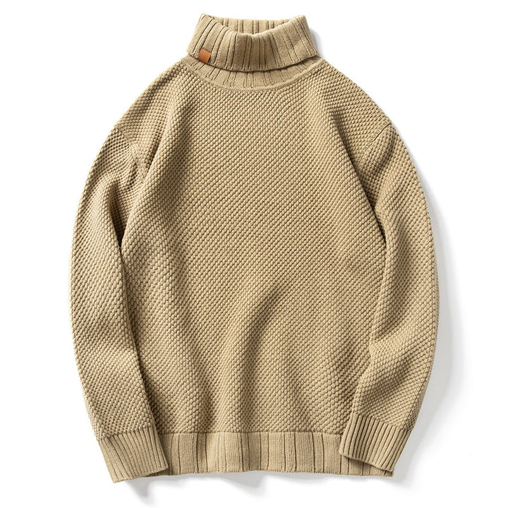 Men's knitted sweater with roll neck in retro style