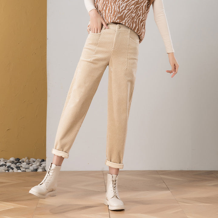Loose-fitted cord harembottoms
