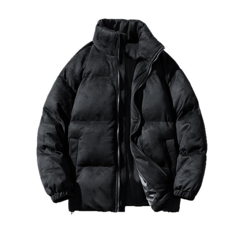 Padded men's winter jacket in suede look