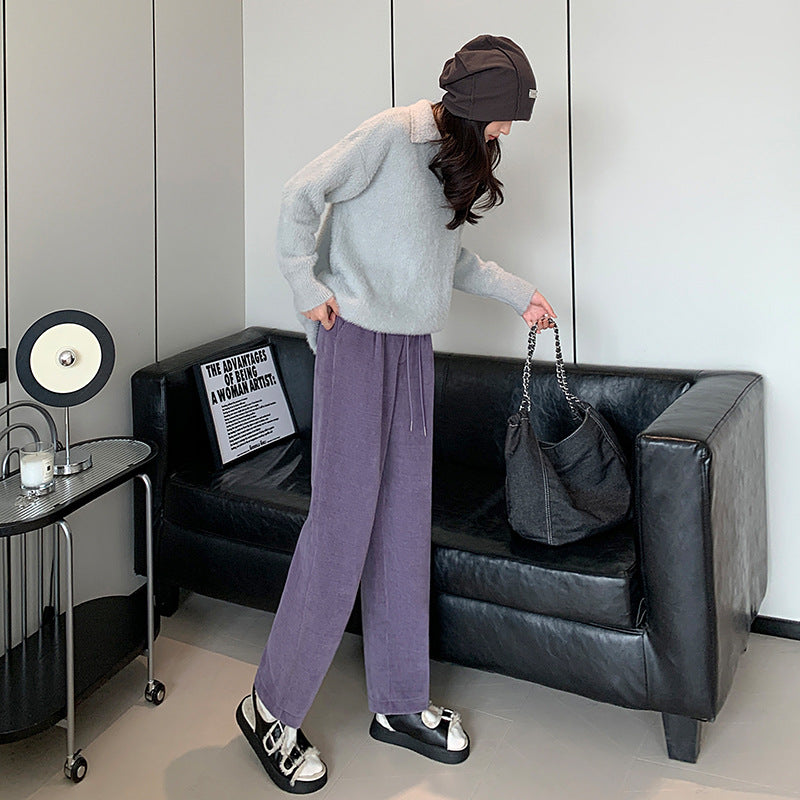 Women's cord pants, harem cut, 9/10 length