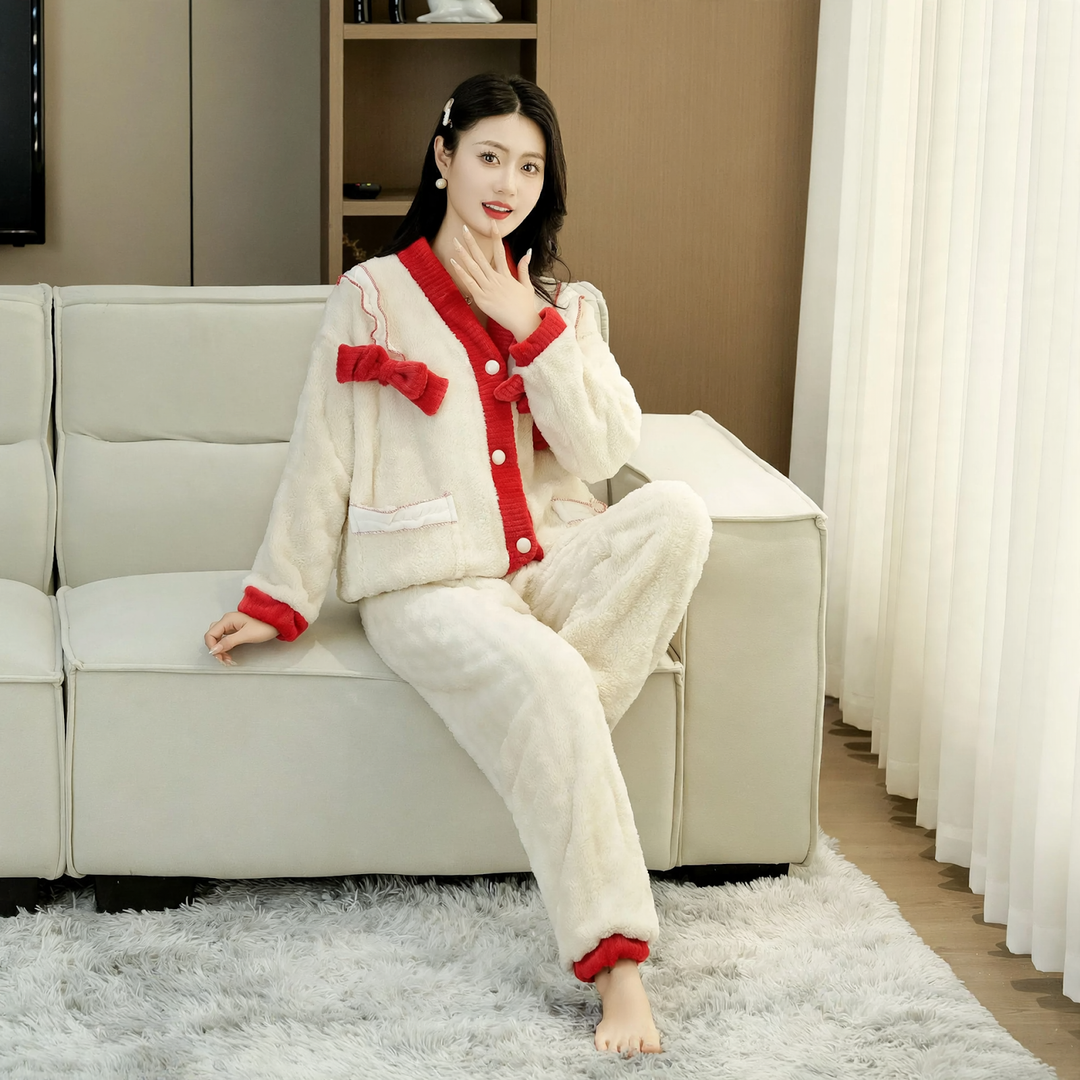 Women's Loungewear Set, Flannel, Lined, with Zipper