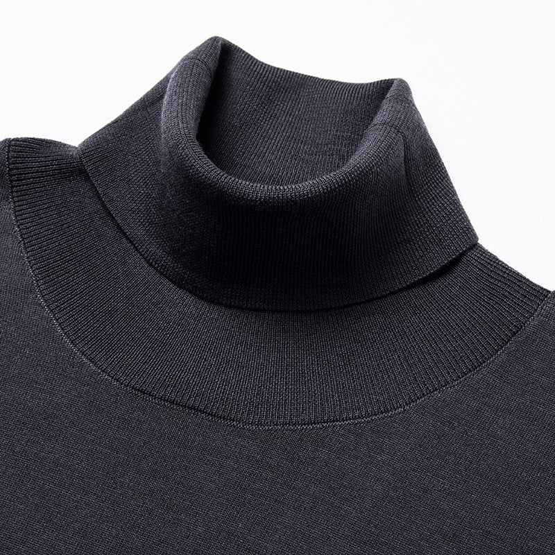Men's wool pullover, 100% wool, roll neck, machine washable