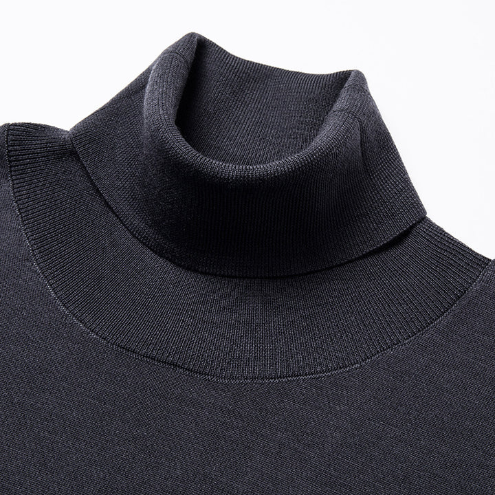 Men's wool pullover, 100% wool, roll neck, machine washable