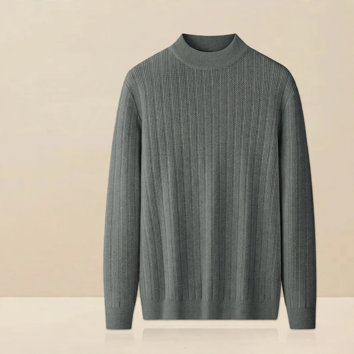 Men's knitted sweater with stand-up collar