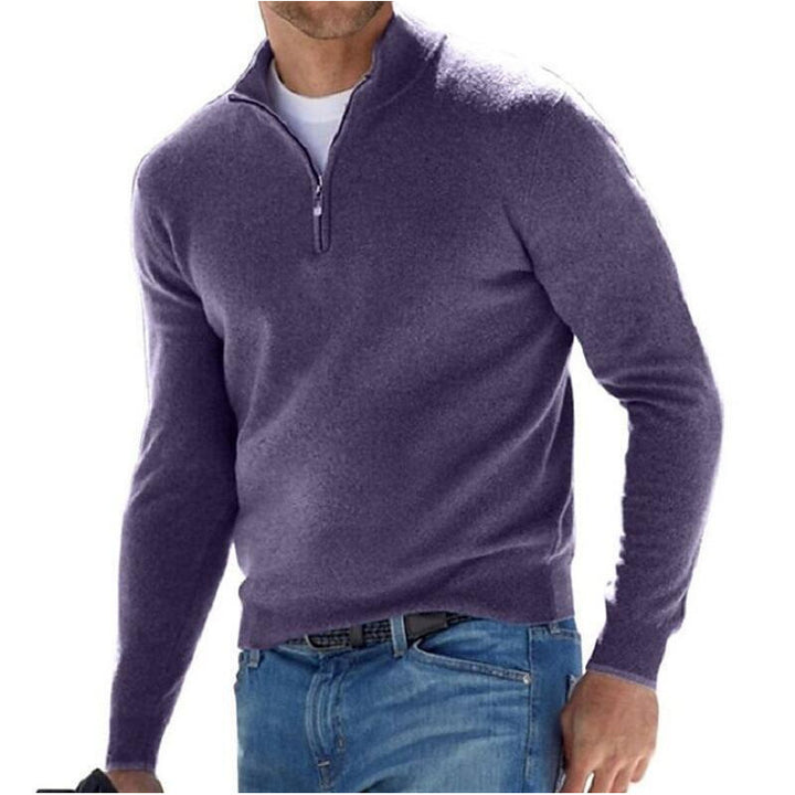 Men's Long Sleeve Cashmere Sweater, Simple Design