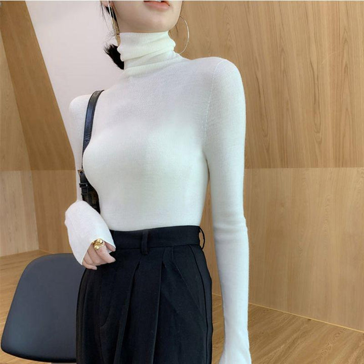 Narrow turtleneck knitted sweater