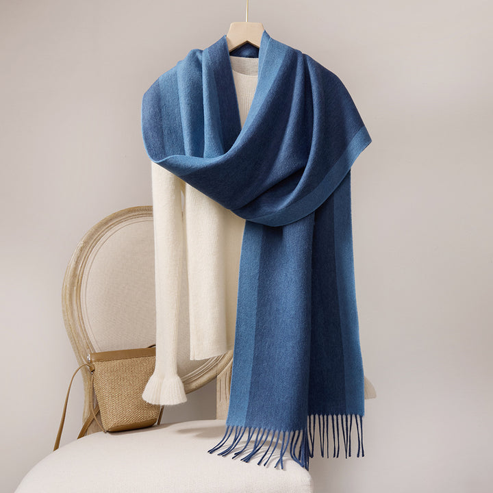 Wool scarf with fringes, 35x190cm