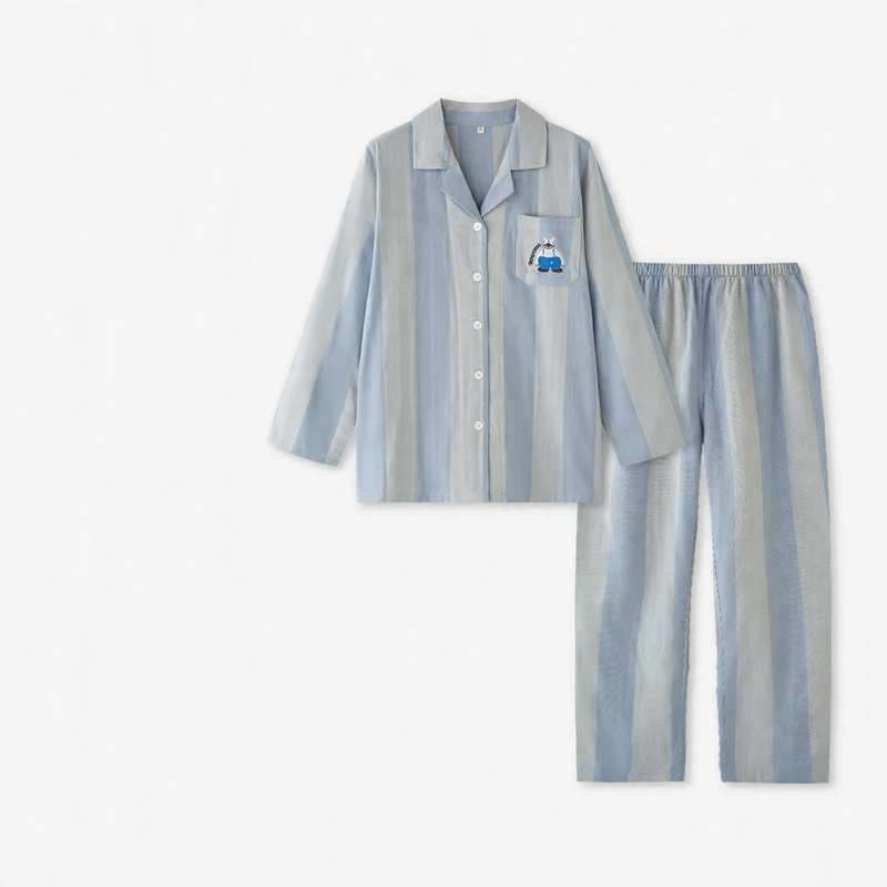 Cotton Pajamas for Couples in Striped Design
