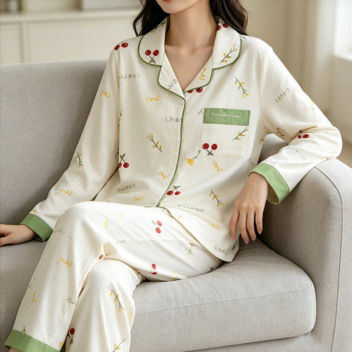 Lightweight women's pajamas, long sleeve, spring and autumn