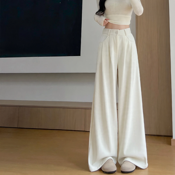 Women's corduroy suit pants with wide leg