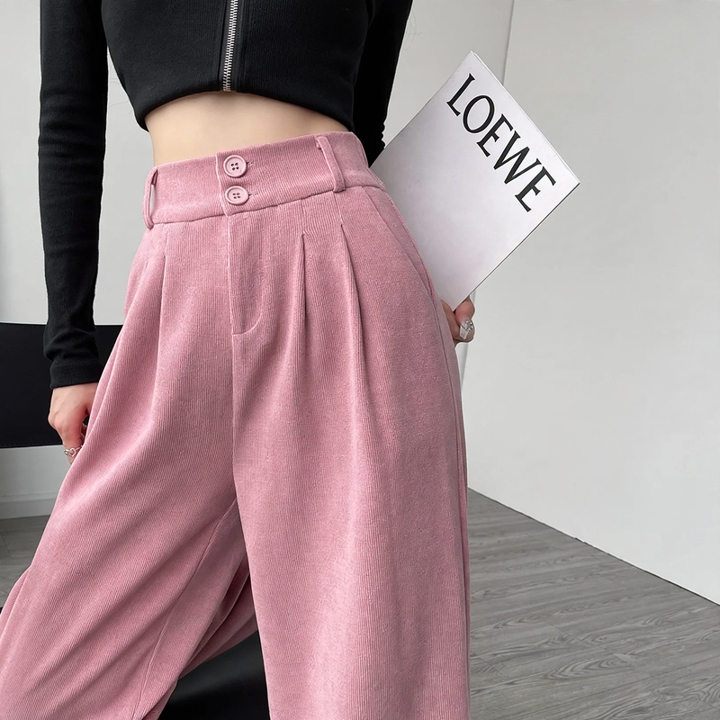 Lined corduroy pants, wide fit