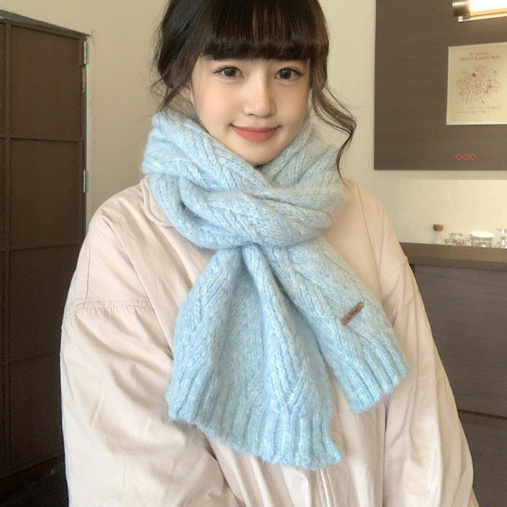 Alpaca wool knitted scarf, warm and soft, 24x165 cm