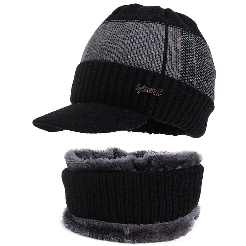 Knitted hat and scarf set for men