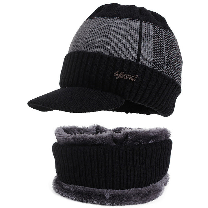 Knitted hat and scarf set for men