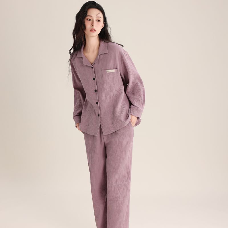 Cotton pajama set, round neck, for couples