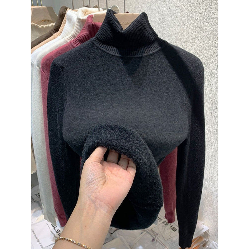 Women's turtleneck sweater, lined, knit