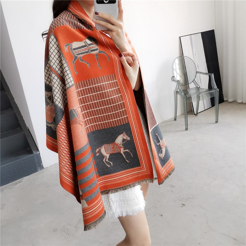 Thick scarf in ethnic style, 185x65cm