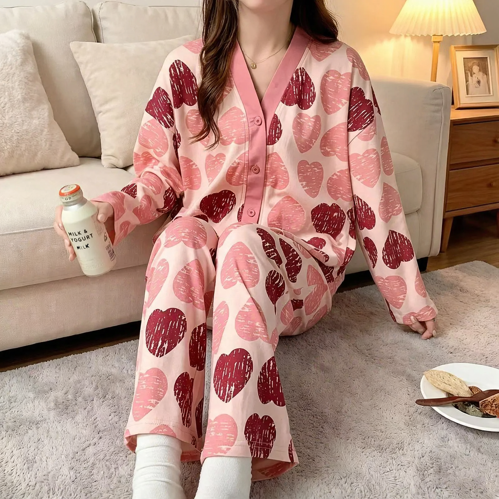 Ladies' house suit, long-sleeved, cartoon style, comfortable