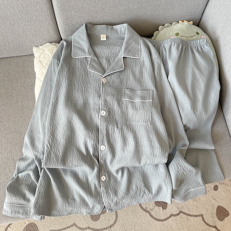 Men's pajama made of soft cotton gauze, plain