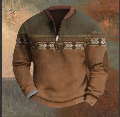 Men's sweatshirt with zipper and 3D print