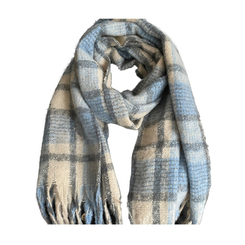Checkered scarf, soft and warming, 190 cm