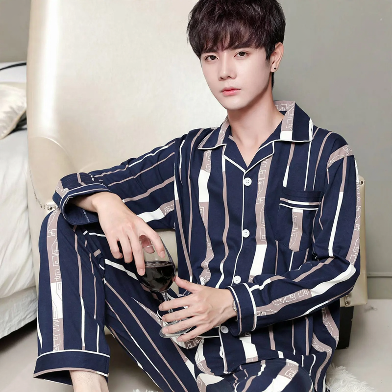 Men's pajamas made of 100% cotton, plus sizes