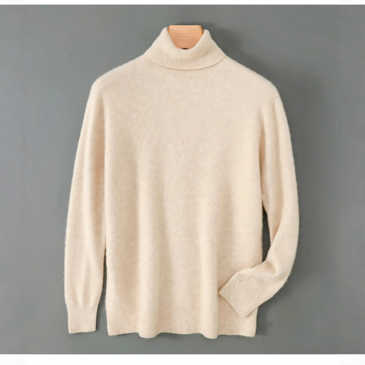 Men's wool sweater, roll neck, loose fit