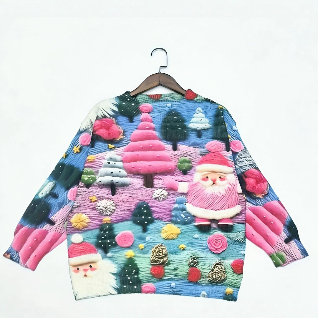 Women's Christmas sweater with 3D Santa Claus print